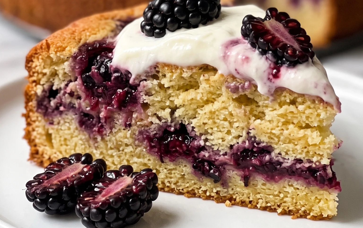 Blackberry Cake with Greek Yogurt and Vanilla