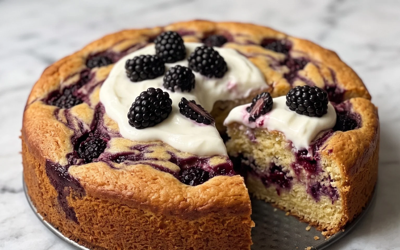 Saftiger Brombeerkuchen: Griechischer Joghurt & Vanille