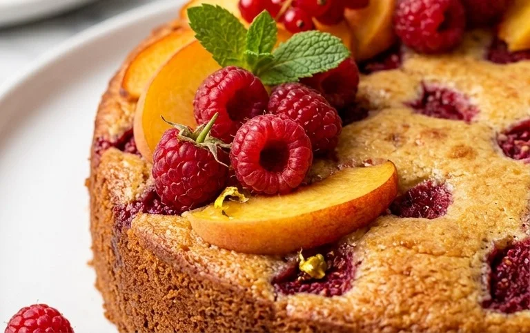 Raspberry Peach Cake