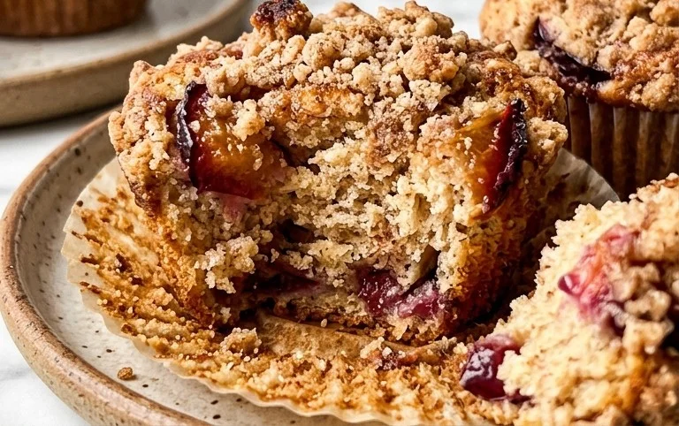 Pflaumen Muffins mit Streuseln und Zimt
