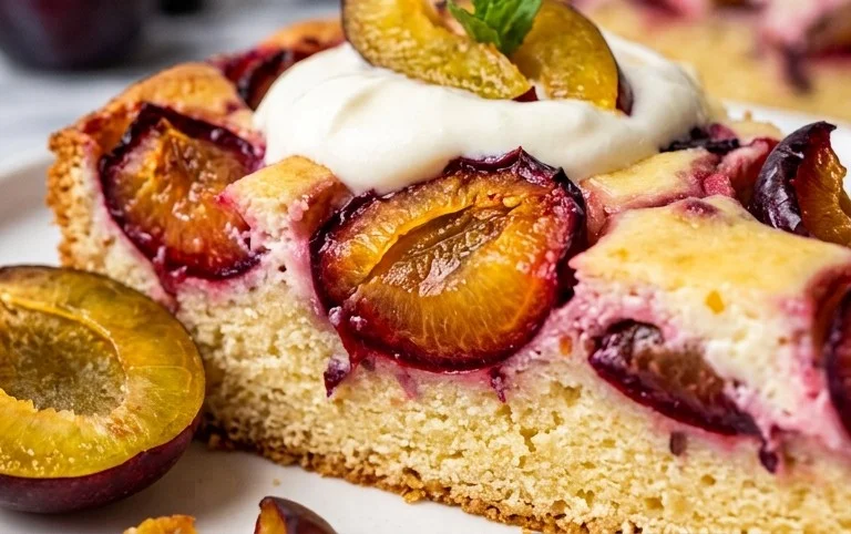 Schneller Zwetschgenkuchen mit Schmandguss